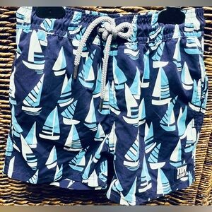 Tom & Teddy -Mulberry‎ & Sky Blue Boat Swim Shorts, Size:3/4